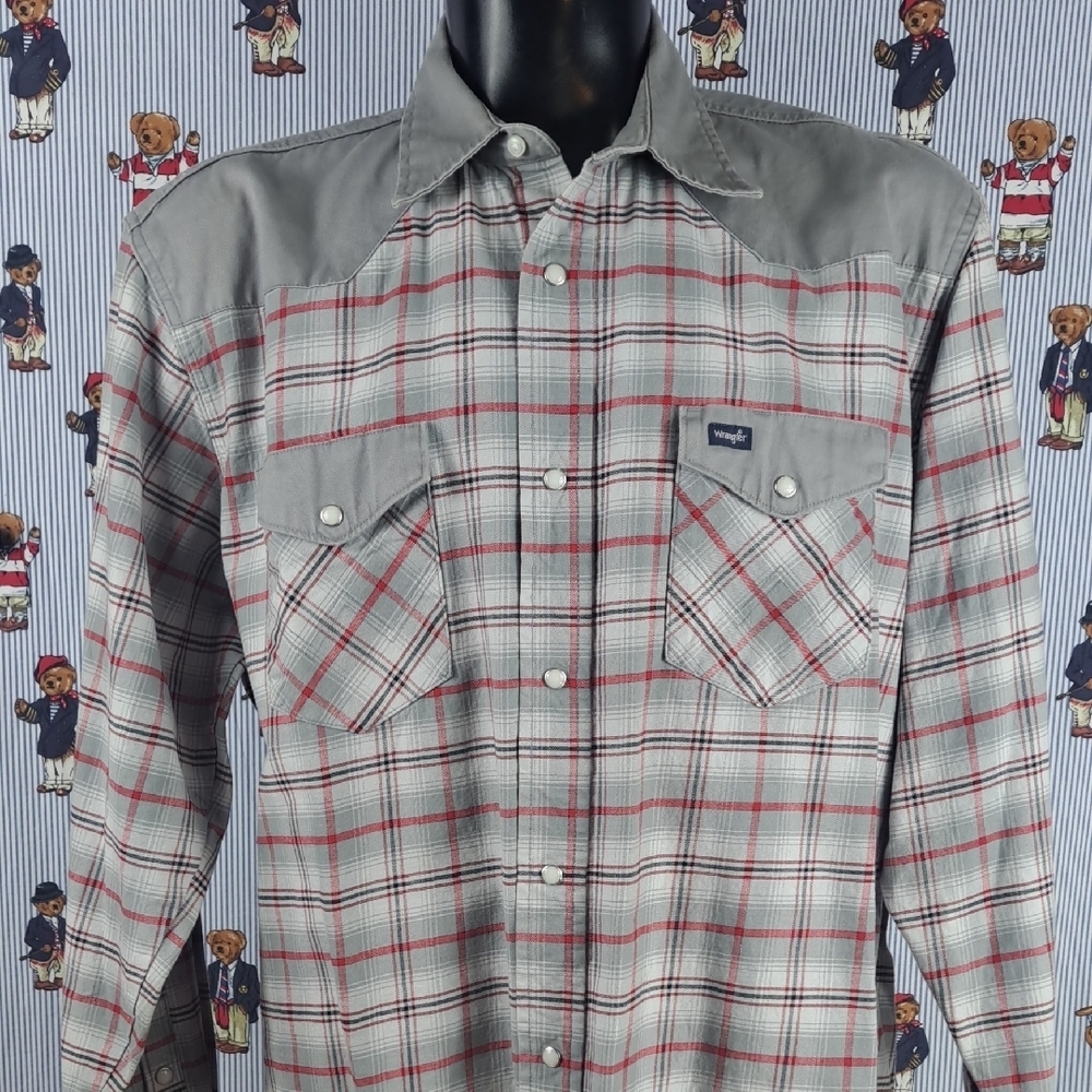 Wrangler pearlsnap plaid western style med weight long-sleeved 2XL Tall shirt